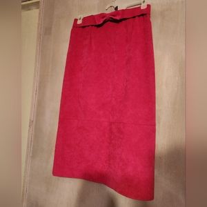 Vintage 1980s Handmade Pencil Skirt, Hot Pink Suede, Small